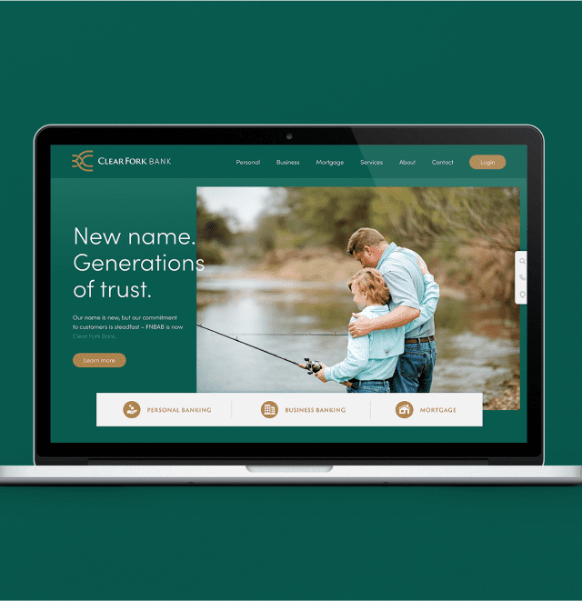 Clear Fork Bank website redesign, UX design and development.