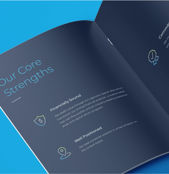 OIl and gas company rebrand with corporate messaging and employee brand book rollout. 
